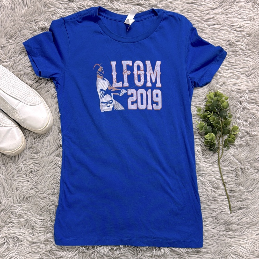 Bella Canvas NY Mets LFGM 2019 Pete Alonso Blue Short Sleeve Tee size M